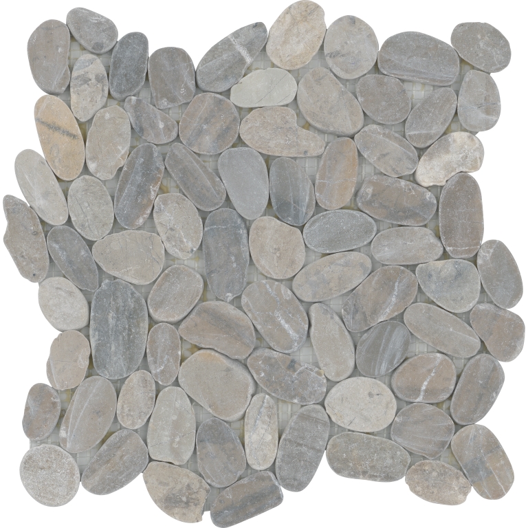 VENETIAN PEBBLES - 2X2/12X12, SILVER FLAT, SATIN